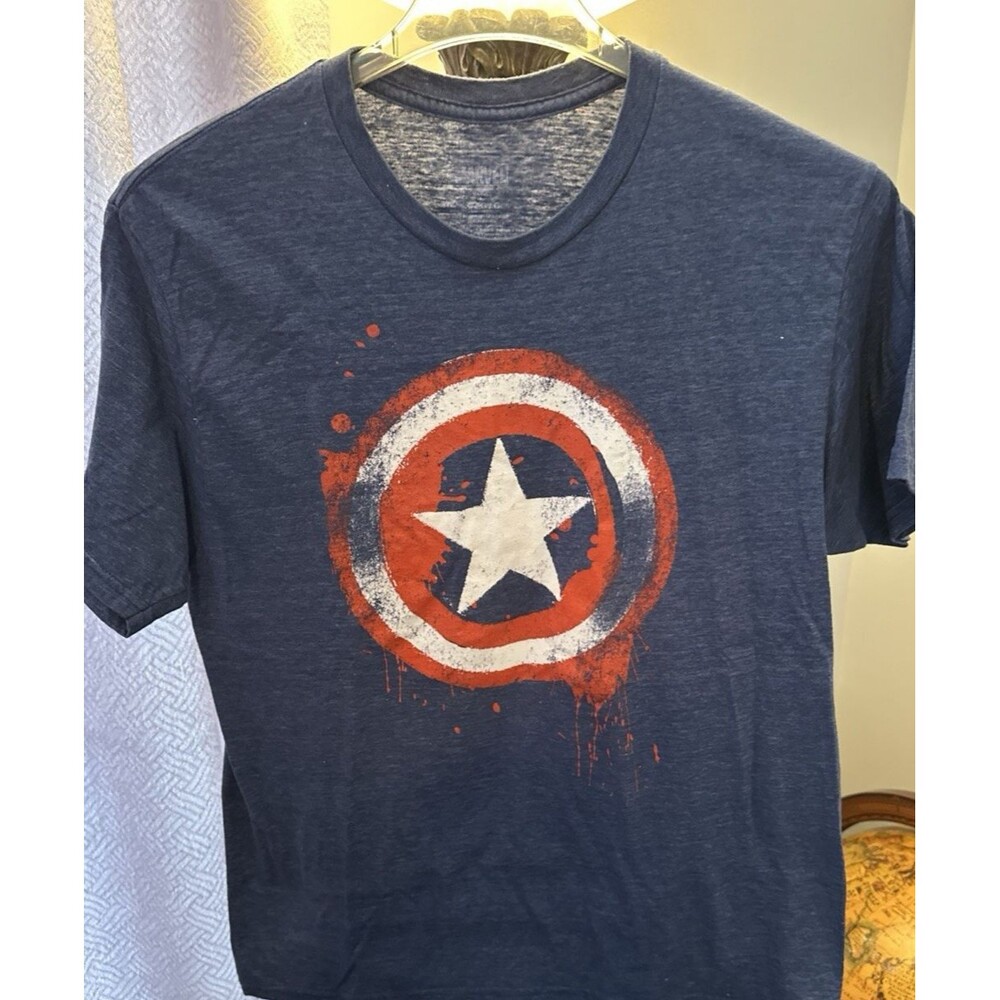 Vintage Marvel Captain America Mens Large Blue T-Shirt
